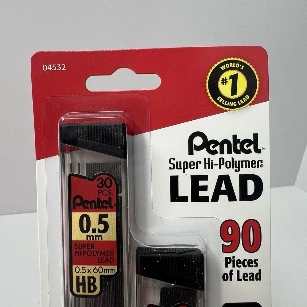Pentel Mechanical Pencil Lead Refills 0.5mm HB 90 Pieces New Black 04532
